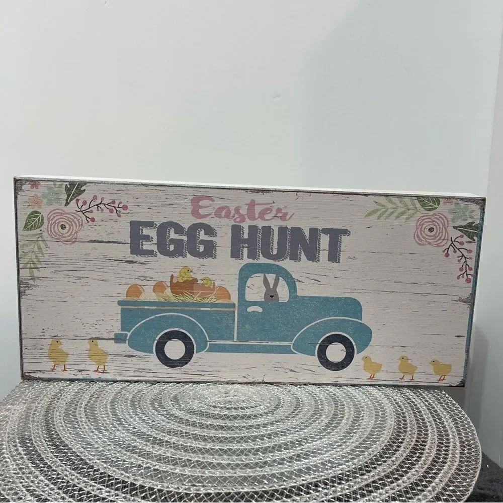 Easter Egg Hunt Wooden Sign NWT